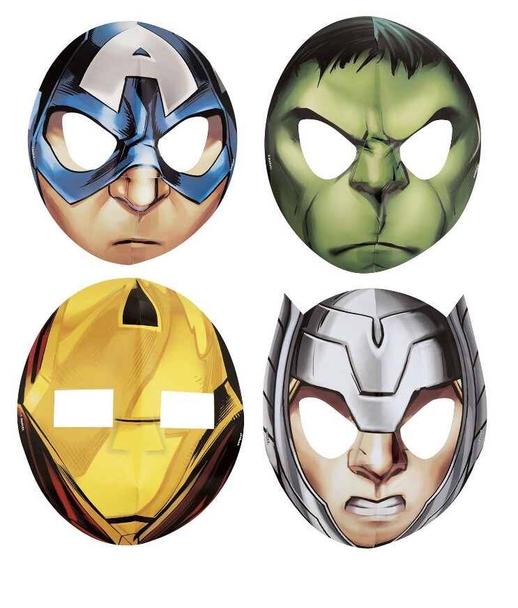 Marvel Avengers Hats/ Masks, 8 Count, Birthday Paper mask Party Supplies
