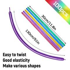 100pcs 260 Metallic Long Balloons Twisting Latex for Animal Party Decor