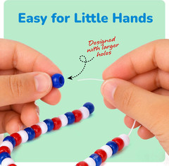 ArtCreativity 1000+ PCS Patriotic Beads Kit for Kids – Red White and Blue Plasti