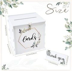 OurWarm White Wedding Card Box with Lock, PVC Gift for Silver,White
