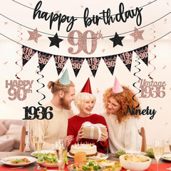 12PCS 90Th Birthday Decorations for Women, Rose Gold Vintage 1936 Happy 90Th