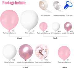 Pink White Balloons Garland Arch Kit 104 PCS Metallic 104p-pink