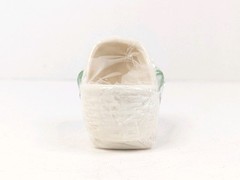 Ceramic Pottery Baby Bassinet Basket Crib White Green Boy Planter 3″x2″x2.5″ New