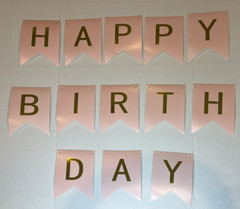 Happy Birthday Banner Pink & Gold