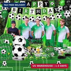 Soccer Birthday Party Decorations Includes Plates, Napkins, Cups, Banner, Hangin