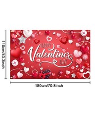 Mocsicka Happy Valentine’s Day Backdrop Banner 70.8×43.3 inch, Red