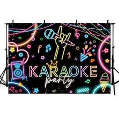 Karaoke Party Backdrop Large Rock Star Music Disco Background 7x5ft Black