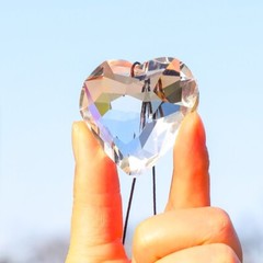 12Pcs 45MM Crystal Heart Suncatcher Rainbow Maker Wedding Party Decr, mix color
