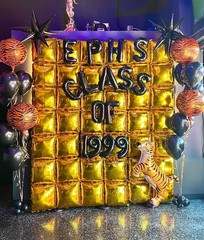 36pcs Gold and Black Square Foil Balloons Wall Backdrop with 147pcs Balloon G…