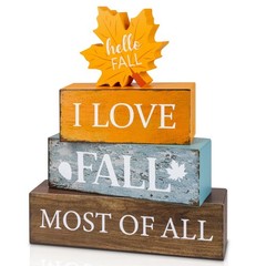 4 Pcs Fall Decor Wooden Tiered Tray Decor Maple Leaf Fall Decorations Gifts f…