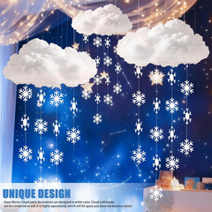 18 Pcs 3D Winter Cloud & Snowflake Hanging Decorations for Parties & Weddings
