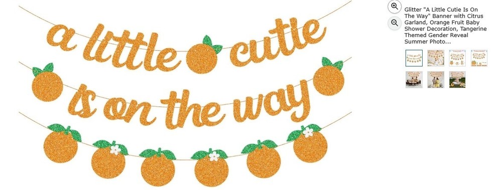 A Little Cutie is on the Way – Baby Shower Decorations – orange vase filler