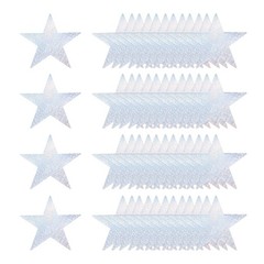 100 Pcs Laser Silver Stars Cutouts, 6 Inch Double Printed Paper Stars Cutout