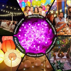 100pcs Pink LED Balloon Light, Mini Tiny Led Light Round Led Ball Lamp for Pa…