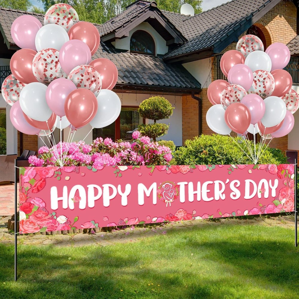 Oudain 36 Pcs Happy Mother’s Day Banner Decoration Set Large As Pictures Show