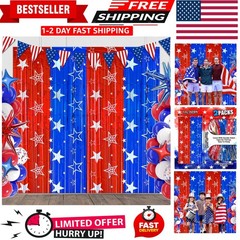 4th of July Backdrop Decorations, 2 Pack Star Print Red Blue Streamers Tinsel…
