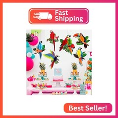 6 Pieces Tropical Birds Parrot Honeycomb Cutouts – Hawaiian Luau Tropical Party