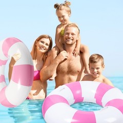 6 Pcs Pink White Striped Pool Floats for Adults Inflatable Large Swim Ring wi…