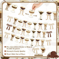 4Pcs Espresso Martini Party Banner Garland, Espresso Martini Glasses Bow Garland