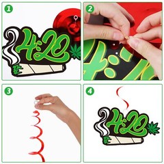 60 Pcs Weed Themed Party Swirl Decorations Weed Party Hanging Spiral Supplies…