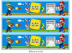Birthday Water Bottle Labels, Gaming Theme Party Decorations, 8.5 x 2 inches