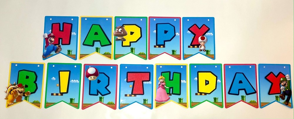 Super Mario Bros Happy Birthday Banner/ Mario Bros Birthday/ Mario & Luigi