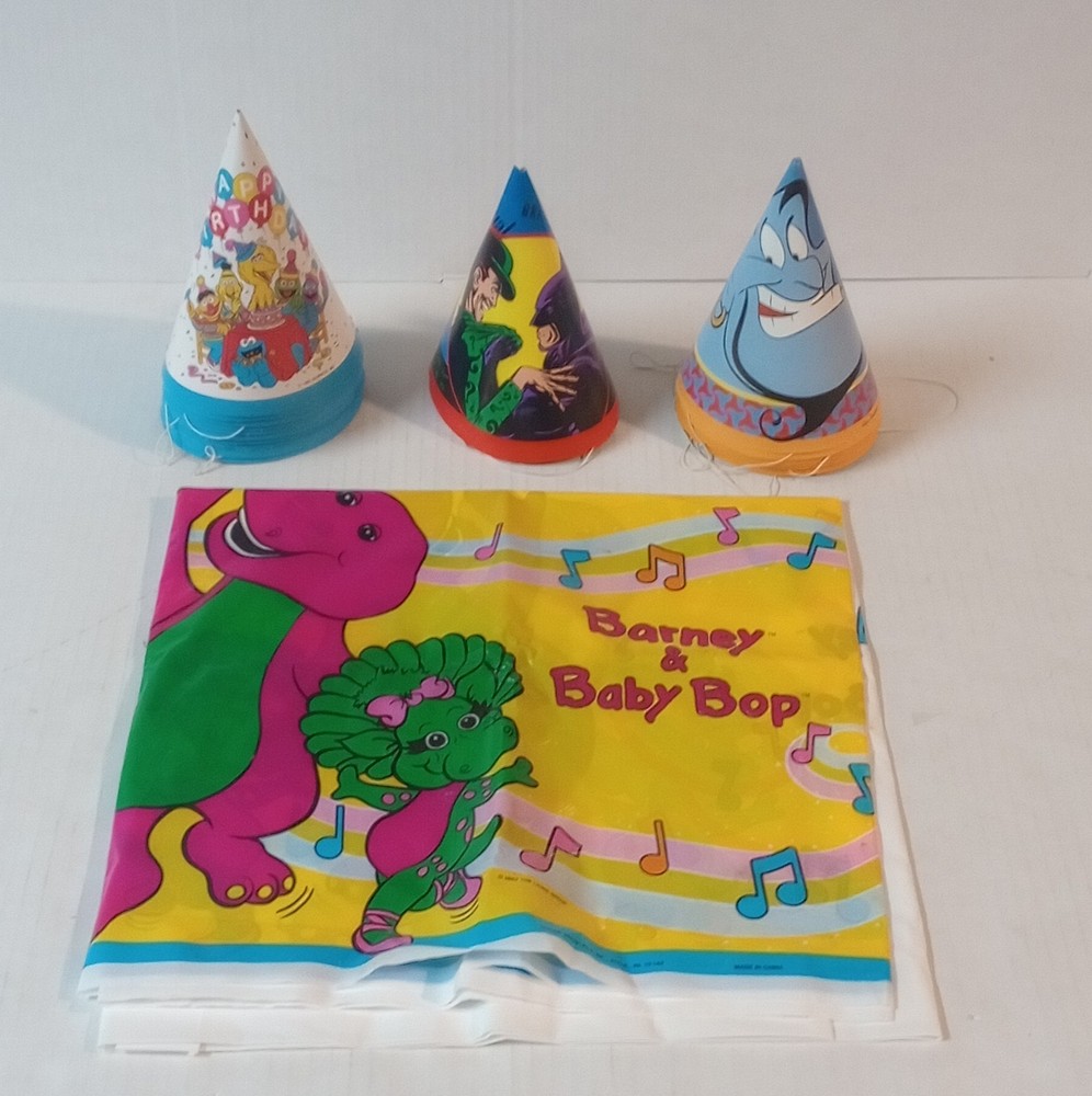 Muppets Inc. & Lyons Group Cartoon Birthday Hats, Party Backdrop, vintage 1990s