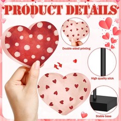 3 PCS Valentines Day Wooden Sign Tall Standing Double Sided Heart Centerpiece
