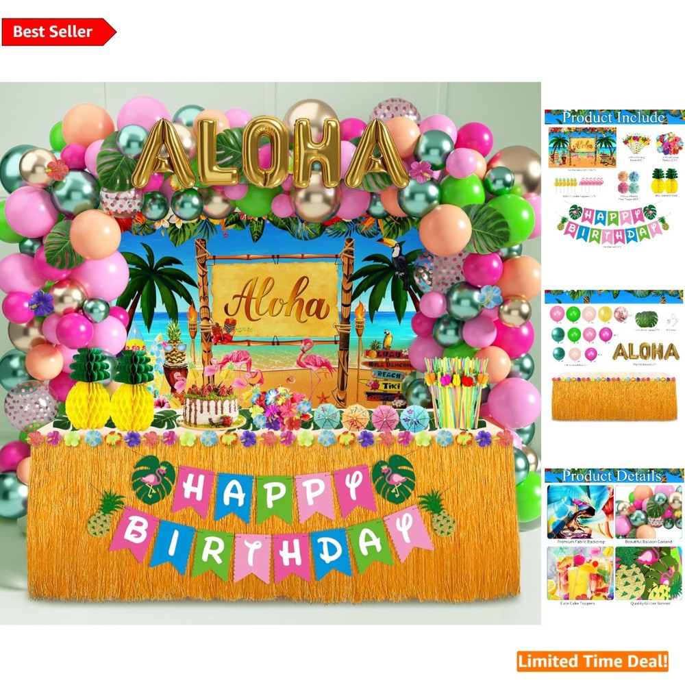 169 Pcs Tropical Luau Birthday Party Decorations Set for Unforgettable Events