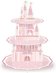 Party Supplies 3 Tier Cupcake Stand Birthday Decorations Pink Castle Cake Treat