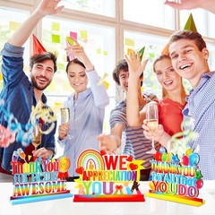 3pcs Employee Appreciation Decorations Thank You Table Centerpieces Wood Sign
