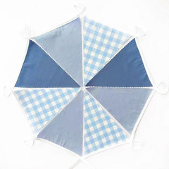 Dusty Blue Gingham Triangle Banner – Nautical Party Decor for Weddings & Showers