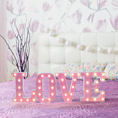 Pink Light up Letters，Pink Party Decorations,Girls Room Decor,Glitter Light Up L