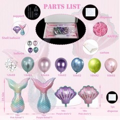Mermaid Table Decoration Balloon Holder Kit 4 Sets with 2 Shell Foil Balloons…