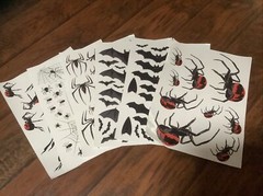 130 / 6 Sheet Halloween Bat Spider Stickers Window Decorations Spooky Party