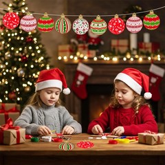 54 PCS Ornaments Christmas Ball Cutouts Paper Bulletin Board Decorations