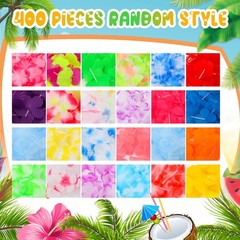 400 Counts Hawaiian Leis Necklace Bulk Tropical Luau Decorations Flower Lei C…