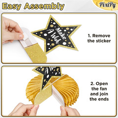 Happy Birthday Table Decoration Centerpieces – 9 Pieces, Black & Gold – Double-S