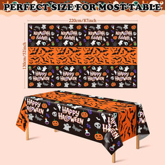 Halloween Decorations – 2 Pack Plastic Tablecloth for Halloween Party Decoration