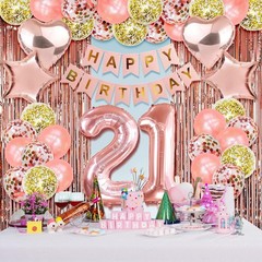 Rose Gold 21st Birthday Party Decor Happy Decorations Women Girls