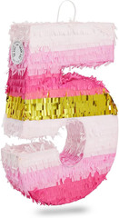 Number 5 Pinata, Pink and Gold Foil for Girls 5Th Birthday Party Decorations (Sm