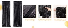 Black Sequin Backdrop Curtains, 2 Panels 2FTx8FT Glitter Photo Booth Backdrop