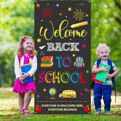 Back To School Banner Welcome Back To School Door Cover Backdrop Polyester Hangi