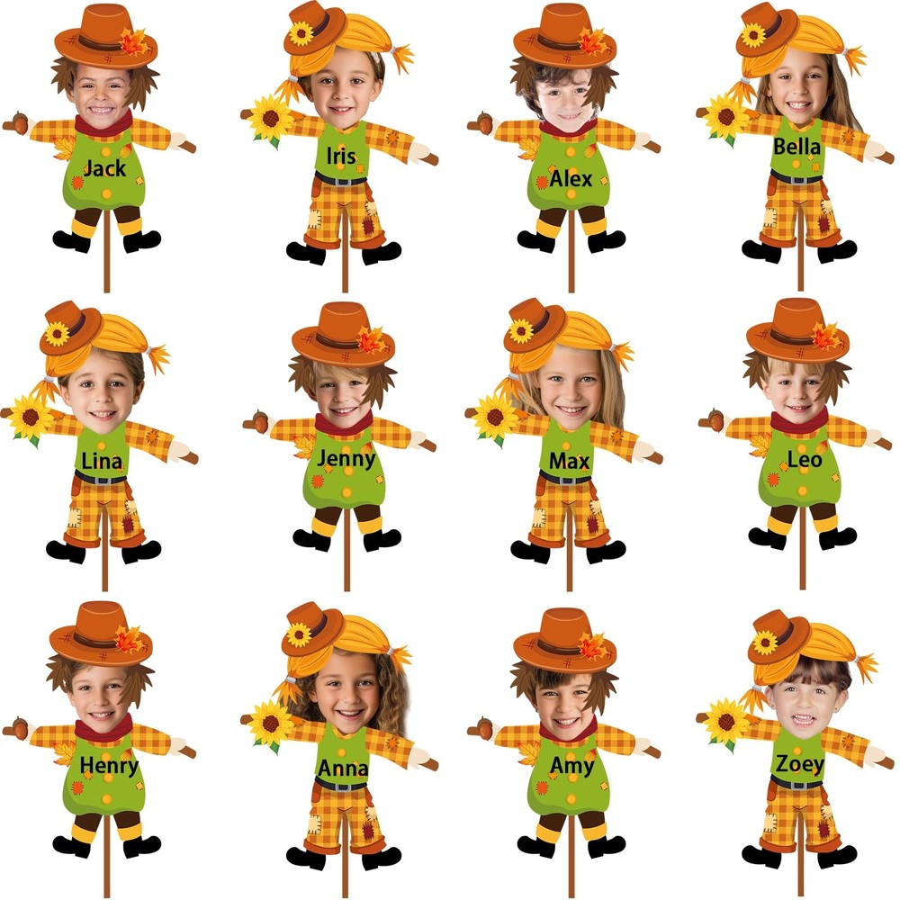 48 Set Thanksgiving Scarecrow Cutouts with Photo Space Bulletin Board Decor