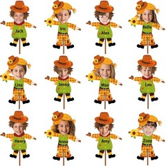 48 Set Thanksgiving Scarecrow Cutouts with Photo Space Bulletin Board Decor