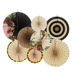 8 PCS Party Hanging Paper Fans Decoration Set Wedding Birthday Round Events