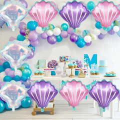9 Pcs Seashell Balloons Multi-Color Shell Balloon Ocean Balloons for Birthday Ba