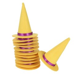 12Pcs Mini Felt Witch Hats Reusable Halloween Bottle Toppers Yellow Party Decor