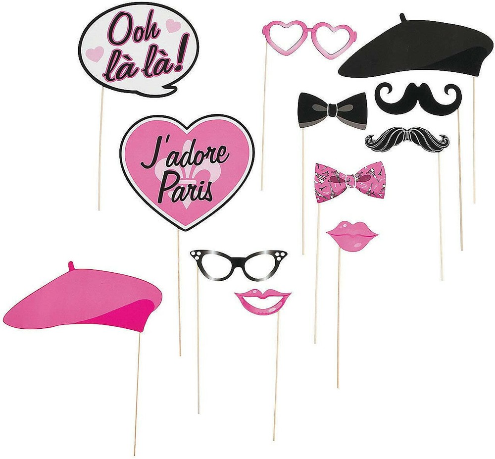 Paris J’adore Photo Booth Stick Props apparel accessories costume 12 Pieces