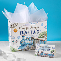 Chugga Chugga Two Two Party Decorations – Train 2Nd Birthday Gift Bag with Wrapp